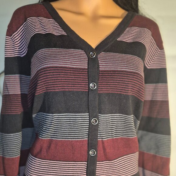 CJ BANKS Pretty Button-up striped sweater in size 2XL - Picture 8 of 15